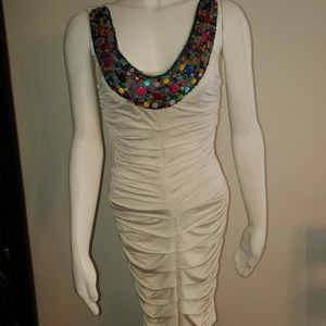 Beaded Ruched Cocktail Dress